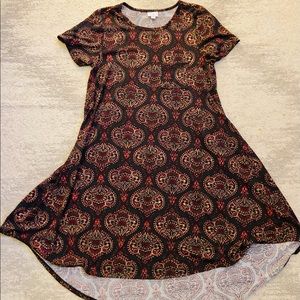 LuLaRoe Black and Red Paisley Jessy Dress Medium